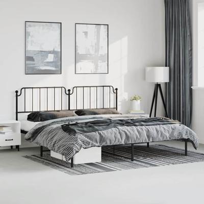 Bedframe met hoofdbord metaal zwart 183x213 cm Bedframe met hoofdbord metaal zwart 183x213 cm