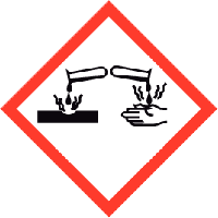 GHS 05 Bijtende stoffen (Corrosief). Sticker - 2,5 x 2,5 cm, Aantal: 200 stuks - thumbnail