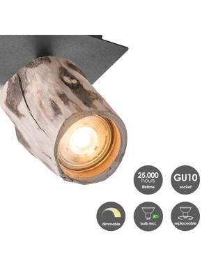 Home sweet home LED opbouwspot Wood - zwart