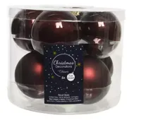 Decoris kerstballen glas 8st mahonie 7cm - thumbnail