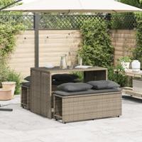 3-delige Tuinset met kussens poly rattan grijs - thumbnail
