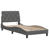 Bedframe met LED zonder matras 90x190 cm stof donkergrijs - thumbnail