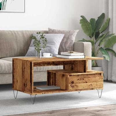 Salontafel 90x49x45 cm bewerkt hout oud houtkleurig