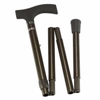 Carbon wandelstok Zwart opvouwbaar met soft recht handvat 85-95 cm - thumbnail