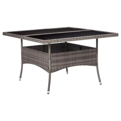 Tuintafel poly rattan en glas grijs Tuintafel poly rattan en glas grijs