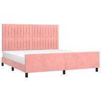 Bedframe met hoofdeinde fluweel roze 180x200 cm - thumbnail