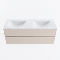 MONDIAZ VICA 130cm badmeubel onderkast Linen 2 lades. Wastafel CLOUD dubbel 2 kraangaten, kleur Talc. - thumbnail