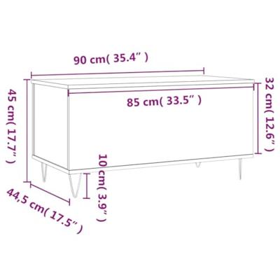 Salontafel 90x44,5x45 cm bewerkt hout zwart - thumbnail