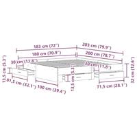Bedframe met lades Zwart eiken 180 x 200 cm Bewerkt hout - thumbnail