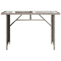 Tuintafel met glazen blad 110x68x70 cm poly rattan lichtgrijs - thumbnail
