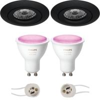 Pragmi Uranio Pro - Inbouw Rond - Mat Zwart - Kantelbaar - Ø82mm - Philips Hue - LED Spot Set GU10 - White and Color Ambiance - Bluetooth - thumbnail