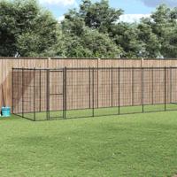 Hondenkennel met dak 16,94 m² staal - thumbnail