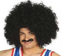 Grote Afro Pruik Mario Zwart - thumbnail