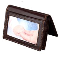 Echte koeienhuid solide kleur kaart houder portemonnee RFID blokkeren Coin Purse kaart tas beschermen lederen hoes met 5 Card Slots & fotolijstjes & v - thumbnail