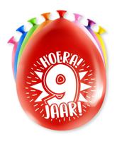 Party Ballonnen Hoera 9 Jaar - 8 Stuks - thumbnail