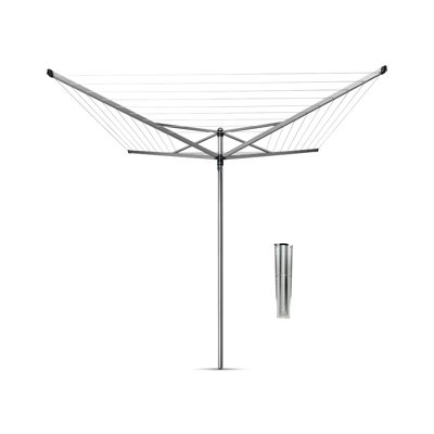 Brabantia Topspinner Droogmolen 50 m Drooglijn + Grondanker Metallic Grey