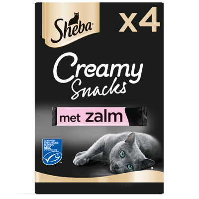 Sheba Creamy Snacks met zalm kattensnack (4 st) Per 4