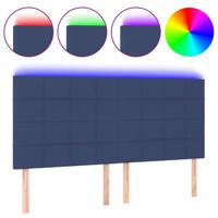 Hoofdbord LED 200x5x118/128 cm stof blauw - thumbnail
