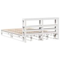 Bedframe zonder matras massief grenenhout wit 150x200 cm - thumbnail