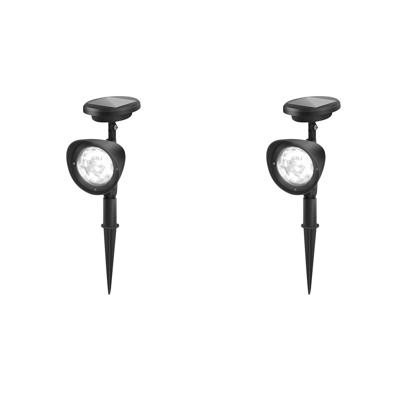 Zonne-energie LED Priklamp Set - 2 Stuks - 0.08W - Koud Wit 6500K - Zwart Kunststof