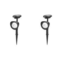 Zonne-energie LED Priklamp Set - 2 Stuks - 0.08W - Koud Wit 6500K - Zwart Kunststof - thumbnail