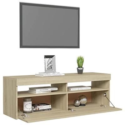 Tv-meubel met LED-verlichting 120x35x40 cm sonoma eikenkleurig