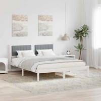 Bedframe met Gevoerd Hoofdgedeelte Lichtgrijs 150 x 200 cm Stof - thumbnail