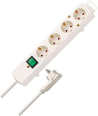 Brennenstuhl Comfort-Line Plus stekkerdoos met platte stekker 4-voudig wit 2m H05VV-F 3G1,5 - 1153120100 - thumbnail