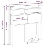 Hoofdbord met plank met opslag Gerookt eiken 80 cm Bewerkt hout - thumbnail