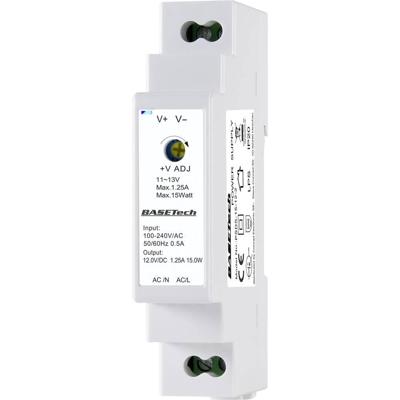 Basetech BT-2250247 DIN-rail netvoeding 12 V 1.25 A 15 W Aantal uitgangen:1 x Inhoud 1 stuk(s)