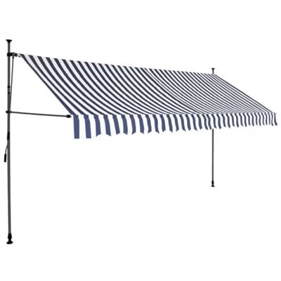 Luifel handmatig uitschuifbaar met LED 350 cm blauw en wit
