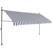 Luifel handmatig uittrekbaar met LED 350 cm blauw en wit - thumbnail