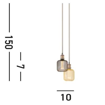 Searchlight Landelijke pendelSuspi roodkoper met zwart - 7461CU