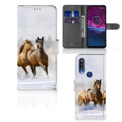 Motorola One Action | Telefoonhoesje | Met pasjeshouder | Paarden