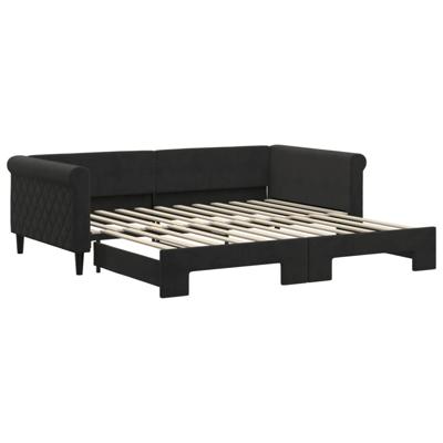 Slaapbank met onderschuifbed 80x200 cm fluweel zwart