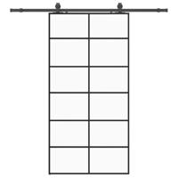 Schuifdeur met beslagset 102x205 cm ESG glas zwart - thumbnail