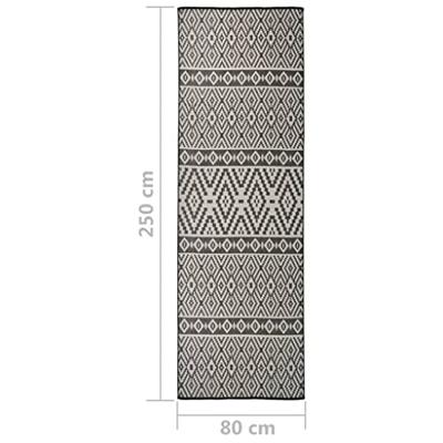 VidaXL Buitenkleed met patroon platgeweven 80x250 cm zwart VidaXL Buitenkleed met patroon platgeweven 80x250 cm zwart
