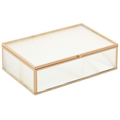 Doos-Juwelenkistje Home ESPRIT Gouden Metaal Kristal 24 X 15 X 6,5 CM