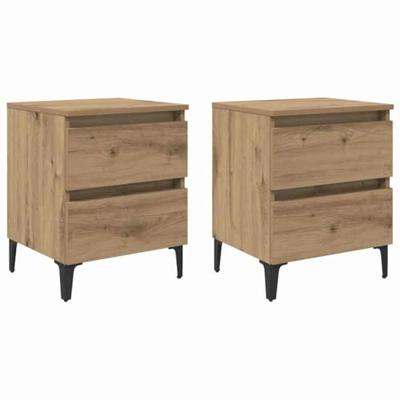 Bedkasten 2 stuks Ambachtelijk Eiken 40x35x50 cm Geengineerd Hout