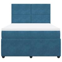 Boxspring met matras fluweel blauw 140x200 cm - thumbnail