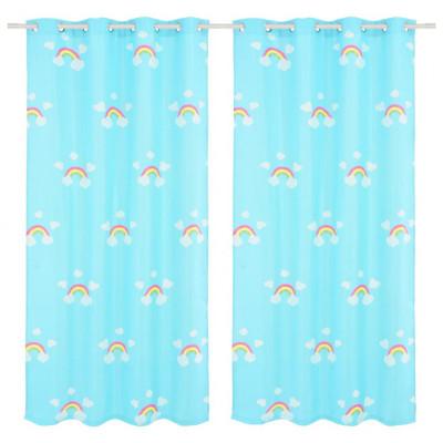 vidaXL Kindergordijnen verduisterend 140x240 cm regenboog blauw 2 st vidaXL Kindergordijnen verduisterend 140x240 cm regenboog blauw 2 st