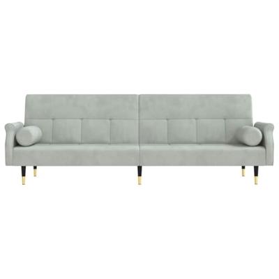 Slaapbank met kussens fluweel lichtgrijs Slaapbank met kussens fluweel lichtgrijs