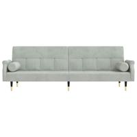 Slaapbank met kussens fluweel lichtgrijs - thumbnail