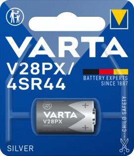 Varta SILVER Cylindr.V28PX/4SR44 Bl1 4SR44 Fotobatterij Zilveroxide 145 mAh 6.2 V 1 stuk(s) Varta SILVER Cylindr.V28PX/4SR44 Bl1 4SR44 Fotobatterij Zilveroxide 145 mAh 6.2 V 1 stuk(s)