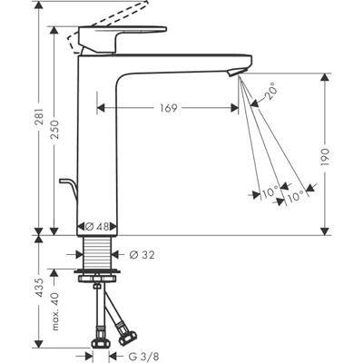 Wastafelmengkraan HansGrohe Vernis Blend 190 Eengreeps Met Metalen Trekwaste Chroom