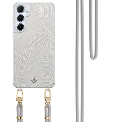 Samsung Galaxy A15 hoesje met grijs koord - Abstract waves