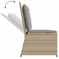 Tuinbankje verstelbaar met kussens poly rattan beige - thumbnail
