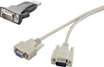 Renkforce USB 2.0, Serieel Aansluitkabel [1x USB-A 2.0 stekker - 1x D-sub stekker 9-polig] 1.00 m Vergulde steekcontact