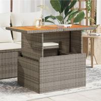 Tuintafel 100x55x73 cm poly rattan en acaciahout grijs - thumbnail