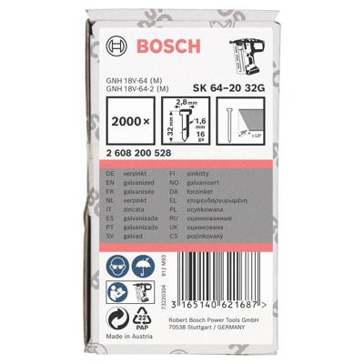 Bosch Accessories 2608200528 Nagel met verzonken kop SK64 Afmeting, lengte 32 mm 2000 stuk(s) Bosch Accessories 2608200528 Nagel met verzonken kop SK64 Afmeting, lengte 32 mm 2000 stuk(s)
